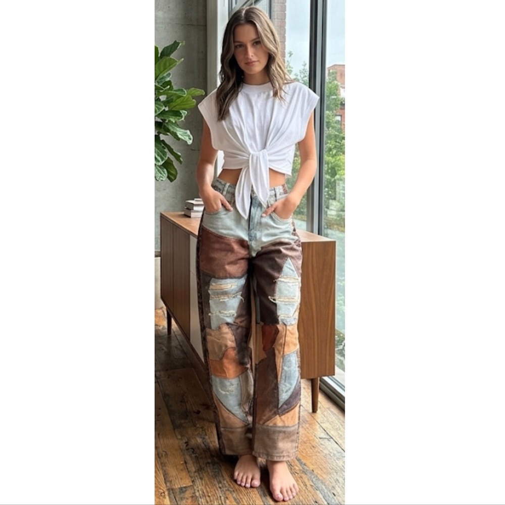 Micas Wide Leg Patchwork Print Pants NWT Urban Country Small